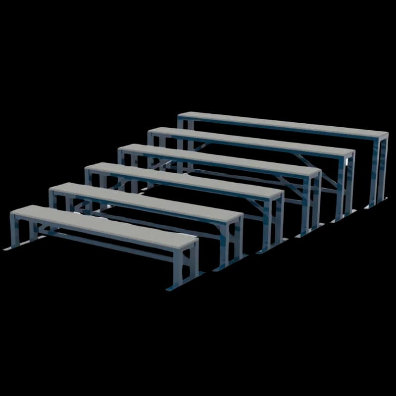 6-row nesting bleachers seating up to 38 spectators for indoor venues and adaptable layouts