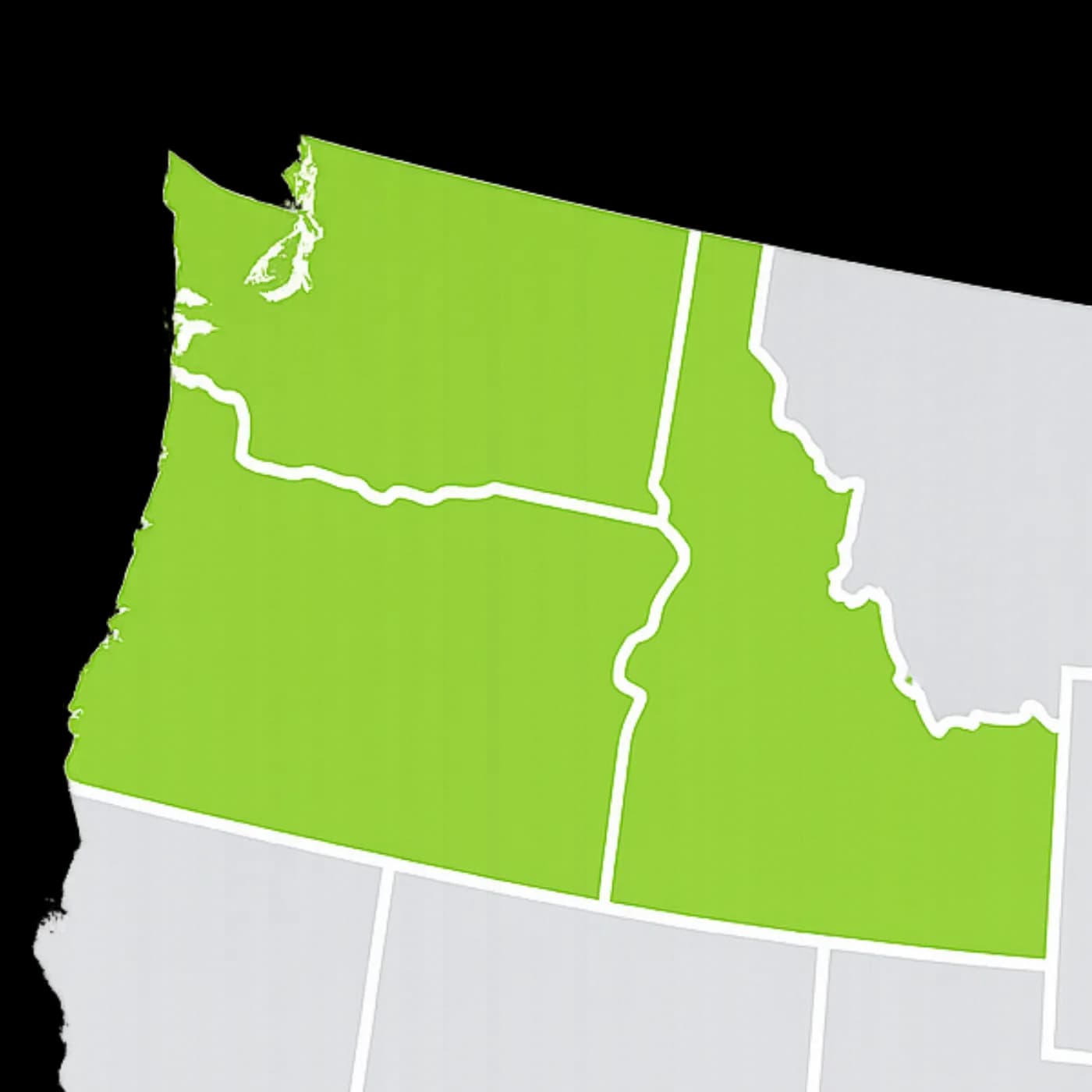 Bleachers NW service area map covering Washington, Oregon, and Idaho